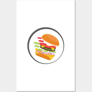 Awesome Burger falling down - I love Burger Posters and Art